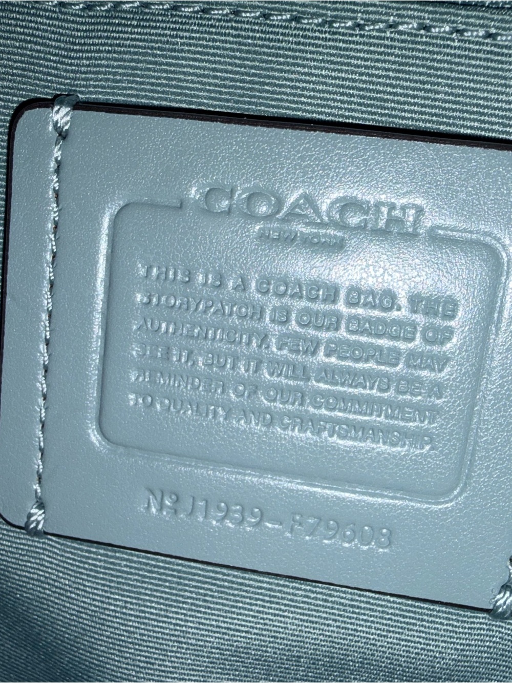 Coach Light Blue Leather Tote with Front Zip Pocket - Picture 2 of 3